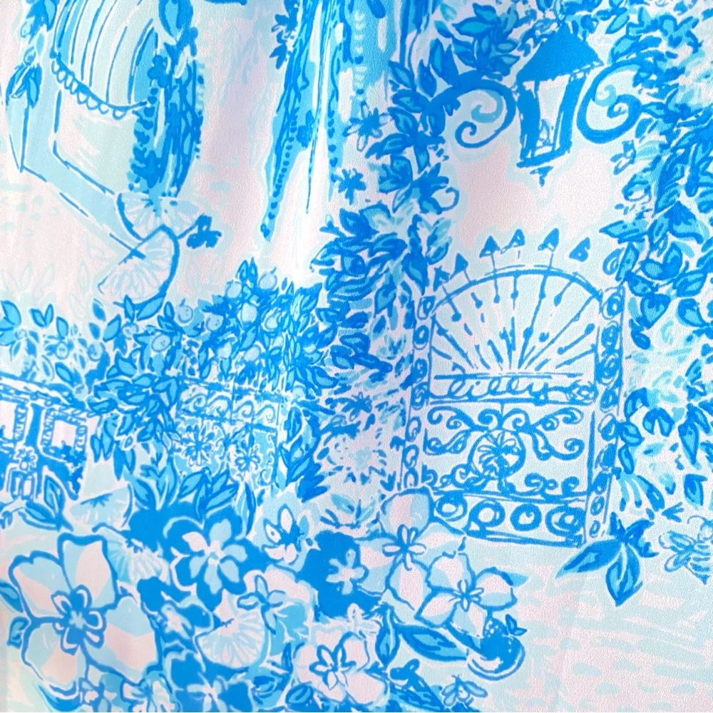 NWT Lilly Pulitzer Blue and White Colby Top in Toile Me About It, XXS - Picture 6 of 12
